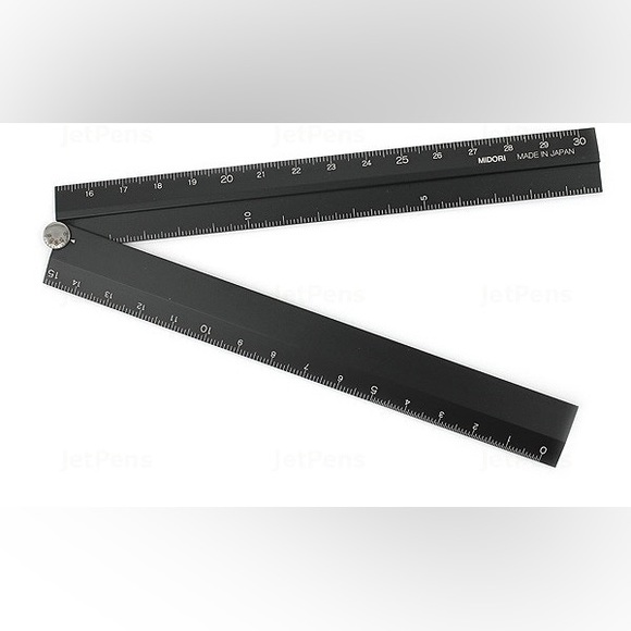 Midori Multi Aluminium Ruler 30cm Black - Picture 1 of 13
